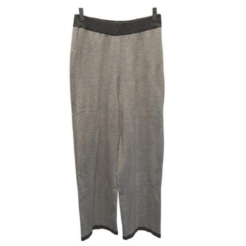 Gray Chevron Knit Wide Leg Pants Elastic Waist‎ L
